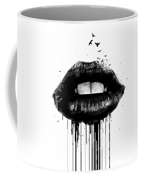 Lips Coffee Mug featuring the mixed media Dead love by Balazs Solti