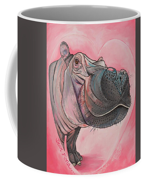 Timothy The Hippo Coffee Mug featuring the painting Dear Fiona by Patti Schermerhorn