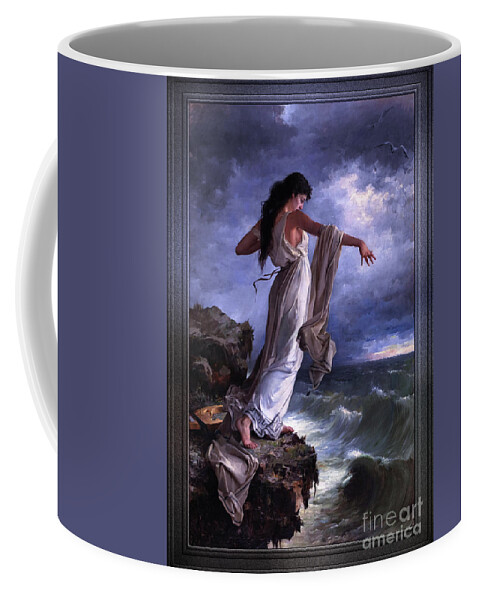 Ocean Waves Coffee Mug featuring the painting Death of Sappho by Miguel Carbonell Selva by Rolando Burbon