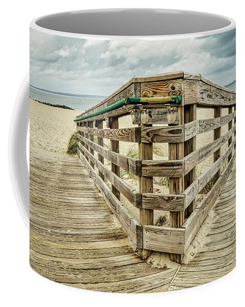 Boardwalk Coffee Mug featuring the photograph Decision Point to Fish Or Swim by Gary Slawsky