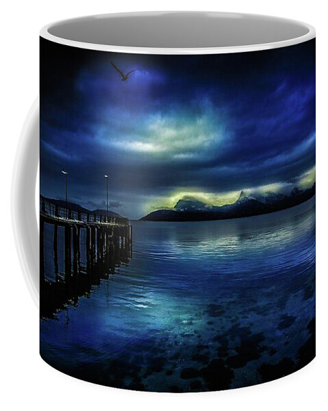 Sea Coffee Mug featuring the mixed media Deep Blue Sea by Teresa Trotter