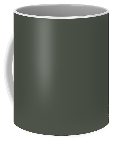 Dark Coffee Mug featuring the digital art Deep Forest Green Solid Color Accent Shade Pairs Sherwin Williams Shade-Grown SW 6188 by PIPA Fine Art - Simply Solid