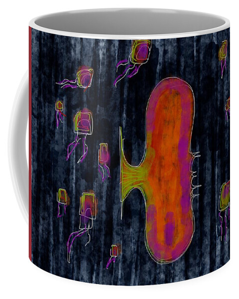 Sea Coffee Mug featuring the digital art Deep sea life by Ljev Rjadcenko