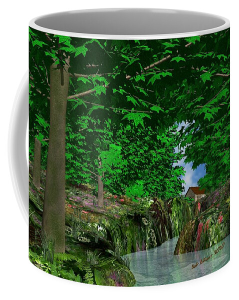 Digital Woods Summer Seasonal Coffee Mug featuring the digital art Deep Woods by Bob Shimer