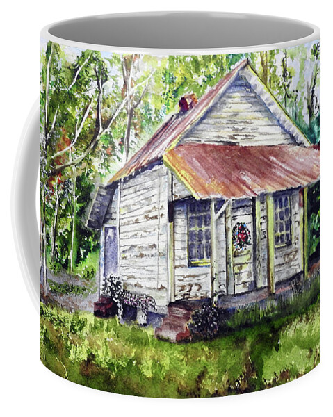 Cabin Coffee Mug featuring the painting Deep Woods Christmas by Barbara F Johnson