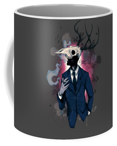 Daddy Coffee Mug featuring the drawing Deer Daddy Series 1 Come Play by Ludwig Van Bacon