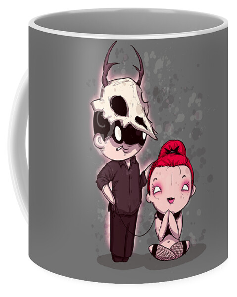 Plushie Coffee Mug featuring the drawing Deer Daddy Series 7 Plushie Daddy by Ludwig Van Bacon
