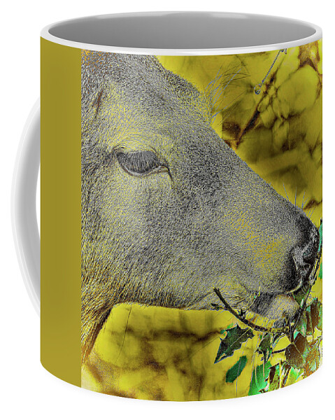 Deer Eye Leaves Close Coffee Mug featuring the photograph Deer2 by John Linnemeyer