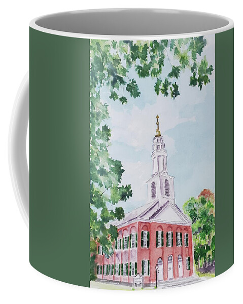 Deerfield Coffee Mug featuring the painting Deerfield Church by Claudette Carlton