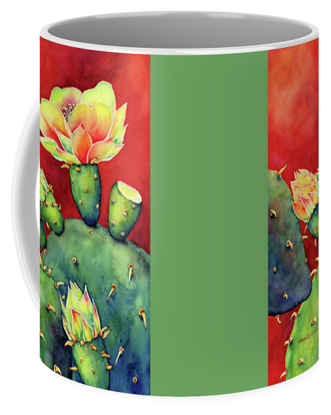 Cactus Coffee Mug featuring the painting Desert Bloom by Hailey E Herrera