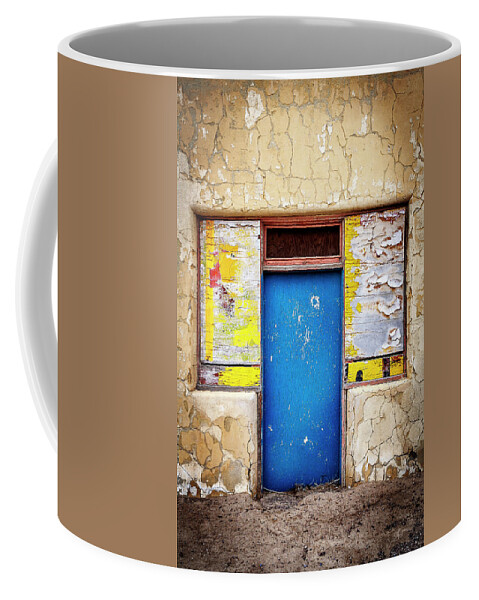 Door Coffee Mug featuring the photograph Desert Blue Door by Craig J Satterlee