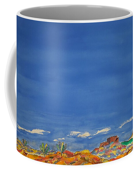 Watercolor Coffee Mug featuring the painting Desert Panorama by John Klobucher