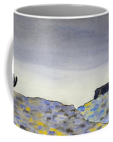 Watercolor Coffee Mug featuring the painting Desert Shadows Lore by John Klobucher