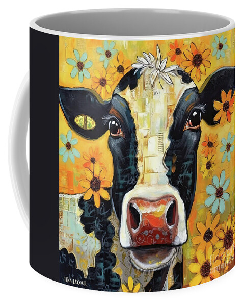 Cow Coffee Mug featuring the painting Desi The Dairy Cow by Tina LeCour