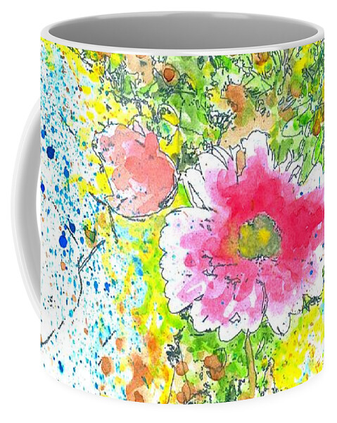Watercolor Coffee Mug featuring the mixed media Design 22 flowers by Lucie Dumas