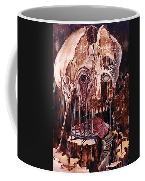 Surrealism Coffee Mug featuring the painting Deterioration Of Mind Over Matter by Otto Rapp