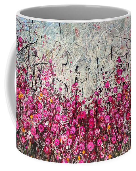 Flowers Coffee Mug featuring the painting Deviant Delight Diptych by Angie Wright
