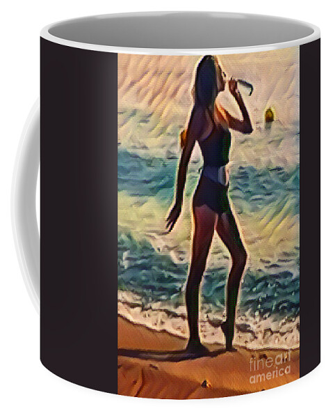 Fineartamerica Coffee Mug featuring the digital art Digitail painting beach by Yvonne Padmos