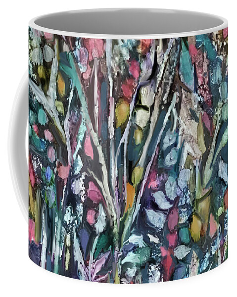 Alcohol Ink Painting Coffee Mug featuring the mixed media Digital Garden Dream by Jean Batzell Fitzgerald