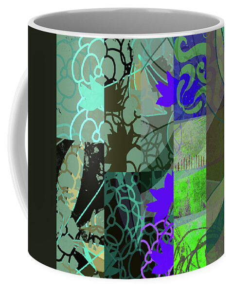 Abstract Modern Coffee Mug featuring the mixed media Digital Geometry Green by Nancy Merkle