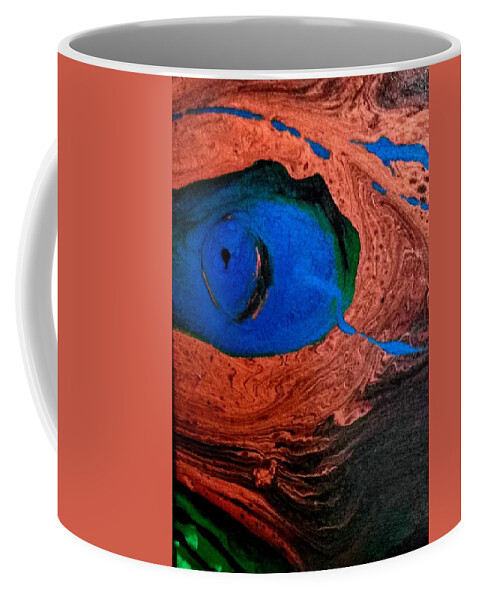 Eye Coffee Mug featuring the painting Dinos Eye by Anna Adams