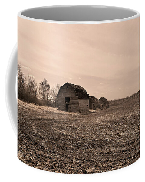 Waskatenau Barns. On An Early Spring Dusty Road. Coffee Mug featuring the photograph Dirty Thirties by Brian Sereda