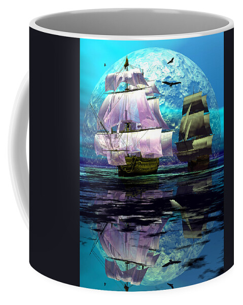 3d Coffee Mug featuring the digital art Distant companions by Claude McCoy