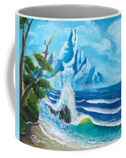 Mountain Coffee Mug featuring the painting distant Shores by David Bigelow