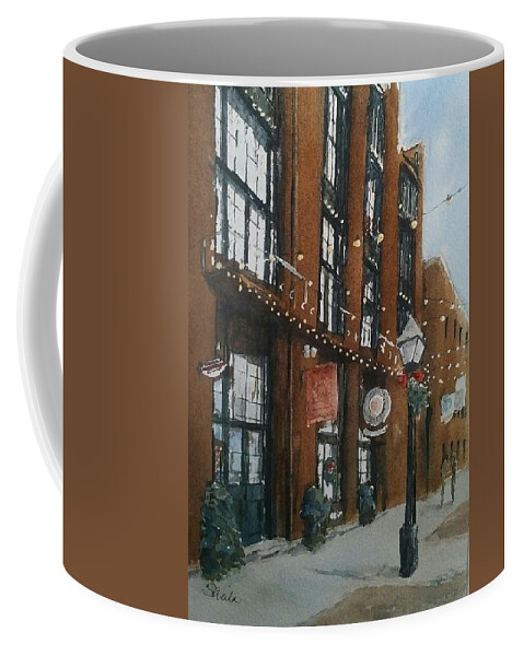 Cityscape Coffee Mug featuring the painting Distillery at Christmas by Sheila Romard