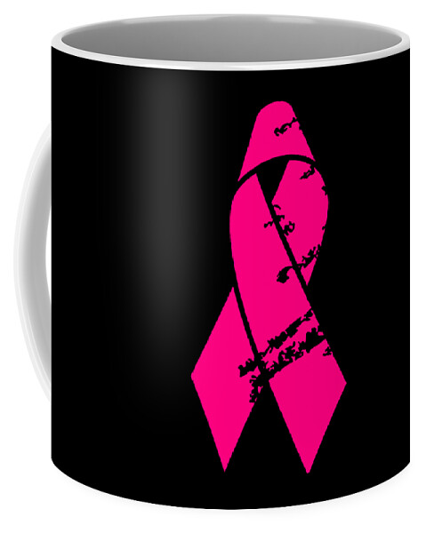 Funny Coffee Mug featuring the digital art Distressed Pink Ribbon by Flippin Sweet Gear