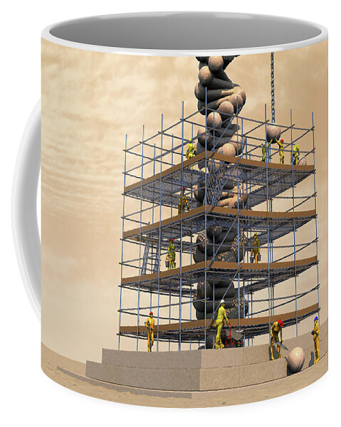 Dna Coffee Mug featuring the digital art DNA Tower in the Desert by Russell Kightley