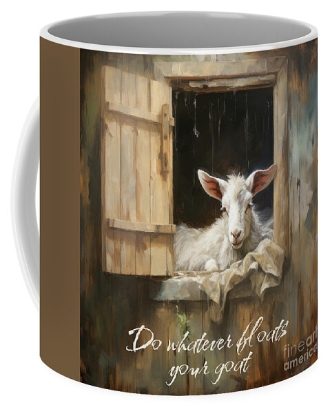 Goat Coffee Mug featuring the painting Do Whatever Floats Your Goat by Tina LeCour