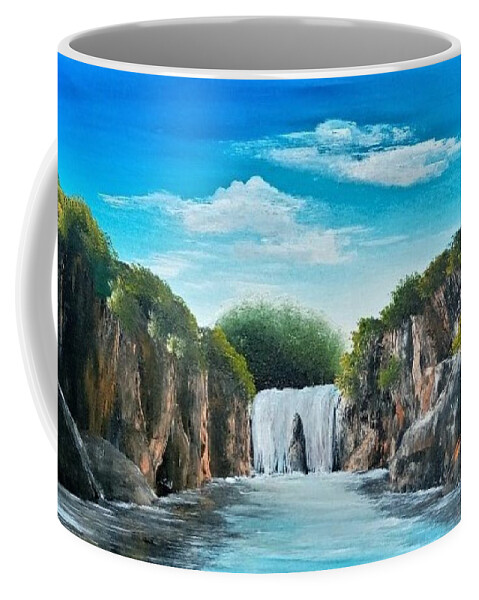 Landscape Coffee Mug featuring the painting DO4-Deno Onsumo by Deno Onsomu