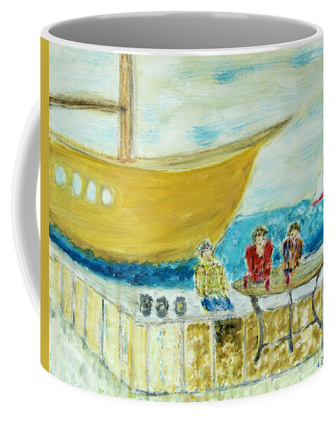  Coffee Mug featuring the painting Dockside by David McCready