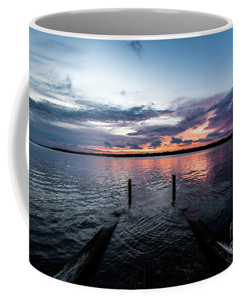 Sunset Coffee Mug featuring the photograph Dockside Sunset by Beachtown Views