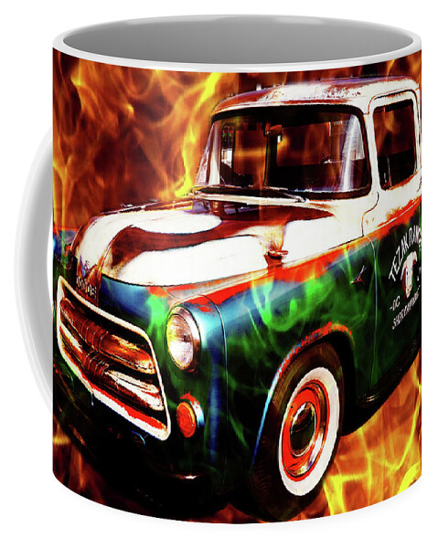 Dodge Truck Coffee Mug featuring the digital art Dodge Truck Flamed by Cathy Anderson