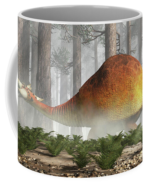 Doedicurus Coffee Mug featuring the digital art Doedicurus in a Forest by Daniel Eskridge