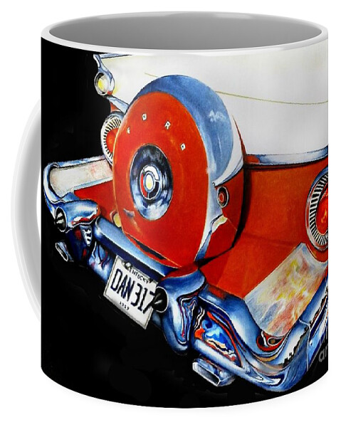1959 Ford Hardtop Convertible Coffee Mug featuring the drawing Does This Make My Butt Look Big? by David Neace