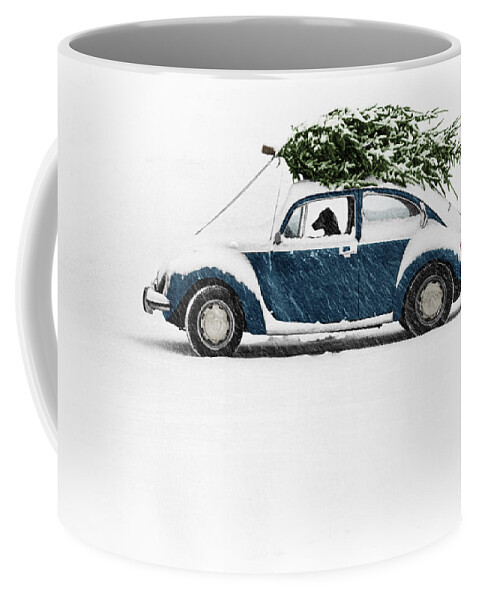 Americana Coffee Mug featuring the photograph Dog in Car with Christmas Tree by Ulrike Welsch