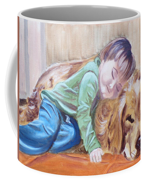 Pets Coffee Mug featuring the painting Doggy Pillow by Kathie Camara