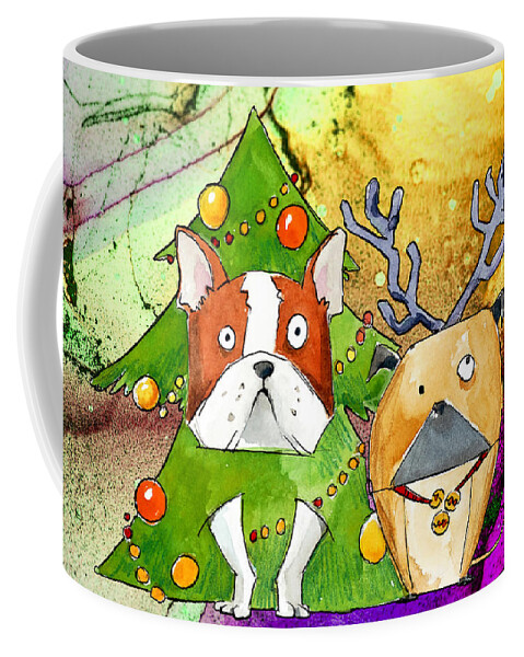 Dog Coffee Mug featuring the painting Dogs In Disguise by Miki De Goodaboom