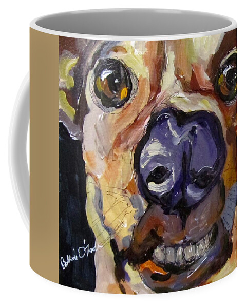 Dog Coffee Mug featuring the painting Dogsdon't smile do they? by Barbara O'Toole
