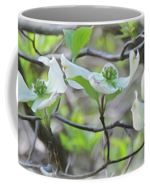 Dogwood Coffee Mug featuring the digital art Dogwood Blooms by Susan Hope Finley