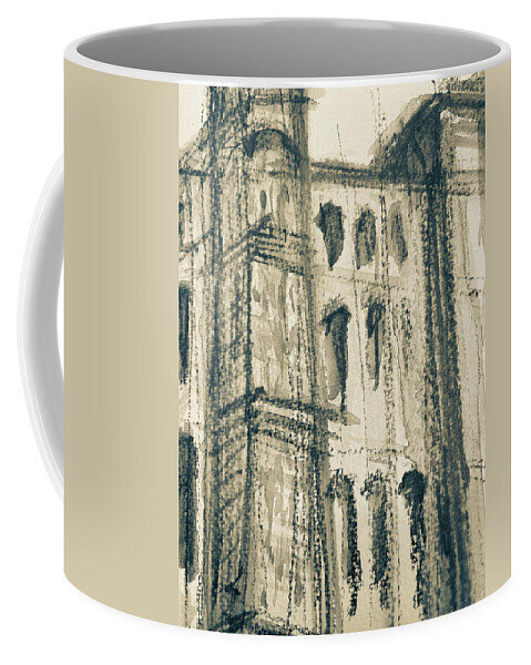 Architecture Coffee Mug featuring the drawing Domino Park 1 by Jason Nicholas