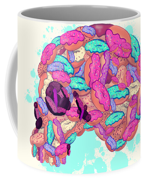 Donut Coffee Mug featuring the drawing Donut Skull by Ludwig Van Bacon