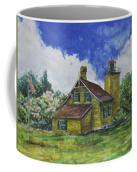  Coffee Mug featuring the painting Door County Lighthouse by Douglas Jerving