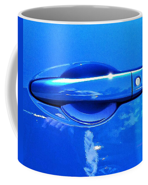 Car Coffee Mug featuring the photograph Door Handle In Blue by Andrew Lawrence