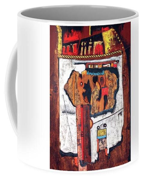 African Art Coffee Mug featuring the painting Door To The Other Side by Michael Nene