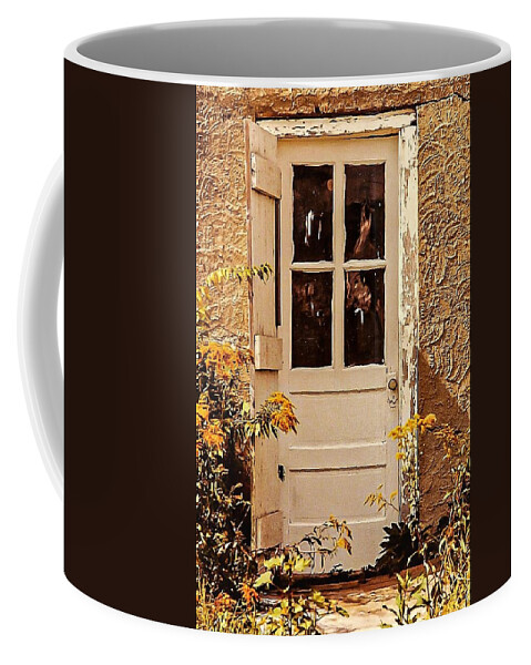 Door Yellow Wood Flower Coffee Mug featuring the photograph Door1 by John Linnemeyer