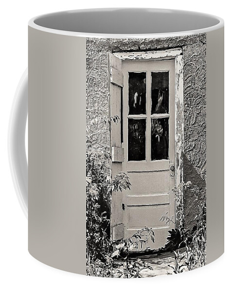 Door Wood B&w Coffee Mug featuring the photograph Door2 by John Linnemeyer